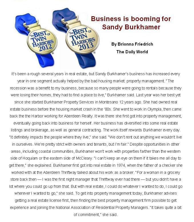 business is booming for Sandy Burkhamer article